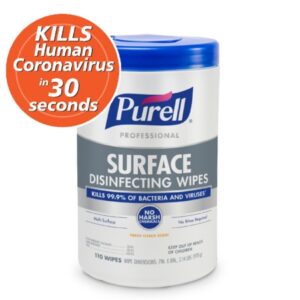 Surface Disinfectant Cleaner Purell Professional Premoistened Alcohol Based Manual Pull Wipe 110 Count Canister Citrus Scent NonSterile