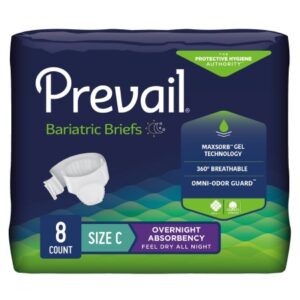 Unisex Adult Incontinence Brief Prevail Bariatric Bariatric Size C Disposable Heavy Absorbency