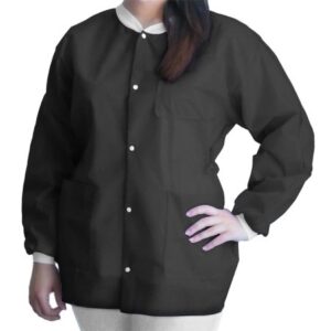 Lab Jacket FitMe Black Small Hip Length 3-Layer SMS Disposable
