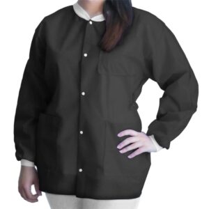 Lab Jacket FitMe Black 2X-Large Hip Length 3-Layer SMS Disposable