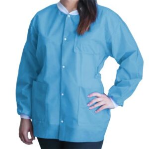 Lab Jacket FitMe Sky Blue 2X-Large Hip Length 3-Layer SMS Disposable