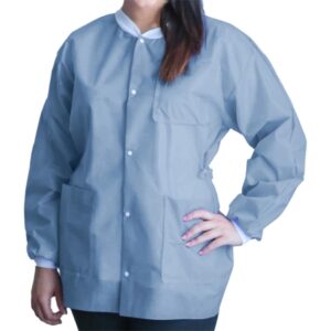 Lab Jacket FitMe Ceil Blue Small Hip Length 3-Layer SMS Disposable