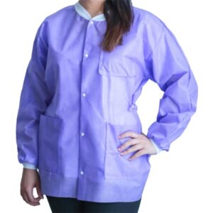 Lab Jacket FitMe Purple 2X-Large Hip Length 3-Layer SMS Disposable