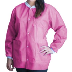 Lab Jacket FitMe Raspberry Pink Small Hip Length 3-Layer SMS Disposable