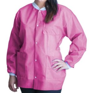 Lab Jacket FitMe Raspberry Pink Medium Hip Length 3-Layer SMS Disposable