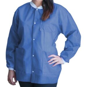 Lab Jacket FitMe Medical Blue Large Hip Length 3-Layer SMS Disposable