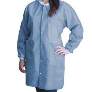 Lab Coat FitMe Ceil Blue Medium Knee Length 3-Layer SMS Disposable