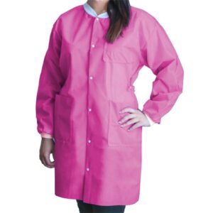 Lab Coat FitMe Bubblegum Pink X-Large Knee Length 3-Layer SMS Disposable