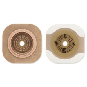 Ostomy Barrier New Image Flat CeraPlus Precut, Extended Wear Adhesive Tape Borders 1-3/4 Inch Flange Green Code 1-1/8 Inch Opening