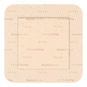 Thin Foam Dressing Mepilex Border Flex Lite 3 X 3 Inch With Border Film Backing Silicone Adhesive Square Sterile