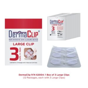 Non-Invasive Skin Closure DermaClip 3 Inch X 21 mm Breathable Strip Clear