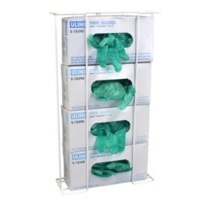 Glove Box Holder Omnimed Wall Mounting 4 Boxes of Gloves White 20 X 11-1/2 X 4-3/4 Inch Heavy Gauge Steel Wire
