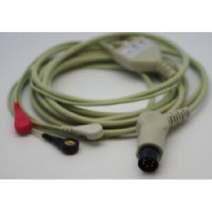 ECG Cable 3 Lead SNAP HEAD 45 degree angle For use with Criticare Datascope 602A-A, Poet 2