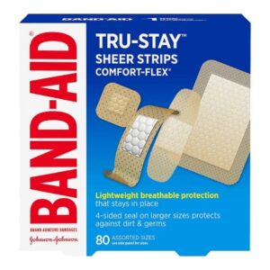 Adhesive Strip Band-Aid (2) 2-1/4 X 3 Inch / (30) 3/4 X 3 Inch / (34) 5/8 X 2-1/4 Inch / (14)7/8 X 7/8 Inch Plastic Assorted Shapes Tan Sterile