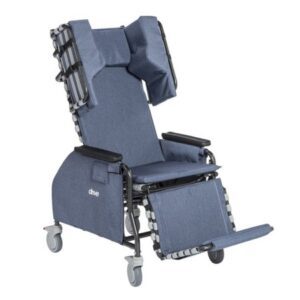 Recliner Chair Rose Comfort Max Blue Vinyl Locking Casters