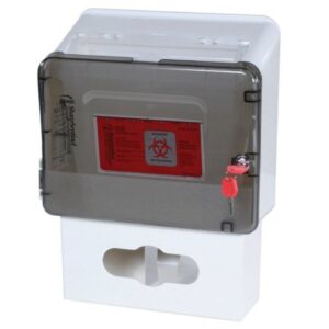 Sharps Container Cabinet / Wall Enclosure with Glove Box Harloff Plastic Cart Mount