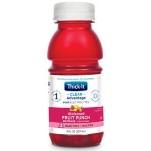 Thickened Beverage Thick-It Clear Advantage Plus Electrolytes 8 oz. Bottle Fruit Punch Flavor Liquid IDDSI Level 2 Mildly Thick