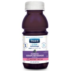 Thickened Beverage Thick-It Clear Advantage Plus Electrolytes 8 oz. Bottle Grape Flavor Liquid IDDSI Level 2 Mildly Thick
