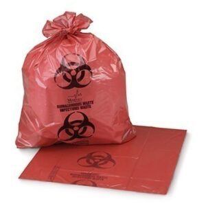 Biohazard Waste Bag Biohazard Symbol / Biohazardous Waste / Infectious Waste 12 to 16 gal. Red 25 X 35 Inch