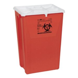 Biohazard Waste Container PG-II Red Base 10.895 X 10.895 X 10.895 Inch Horizontal / Vertical Entry 18 Gallon