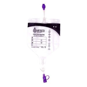 Enteral Drainage Bag with ENFit Connector Vesco Medical 30 Inch Tubing 250 mL Sterile