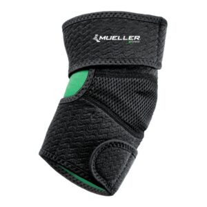 Elbow Support Mueller Green One Size Fits Most Hook and Loop Strap Closure Elbow 7 to 14 Inch Elbow Circumference Black / Green
