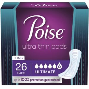 Bladder Control Pad Poise Ultra Thin Ultimate 15.9 Inch Length Heavy Absorbency Sodium Polyacrylate Core One Size Fits Most
