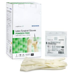 Surgical Glove Confiderm LT Size 8.5 Sterile Latex Standard Cuff Length Fully Textured Ivory Chemo Tested
