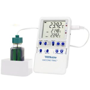 Vaccine Temperature Data Logger with Alarm Kit Traceable Vaccine-Trac Fahrenheit / Celsius -58 degree to +158 degreeF (-50 degree to +70 degreeC) Bottle Probe Battery Operated