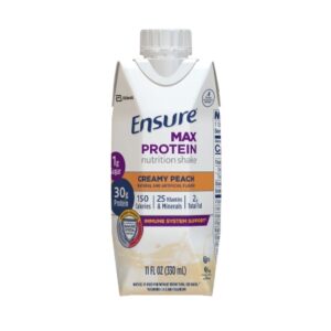 Oral Supplement Ensure Max Protein Nutrition Shake Creamy Peach Flavor Liquid 11 oz. Reclosable Carton
