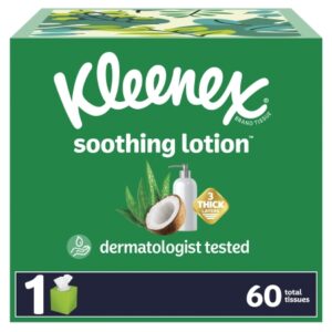 Facial Tissue Kleenex Soothing Lotion White 8-2/5 X 8-1/2 Inch 60 Count