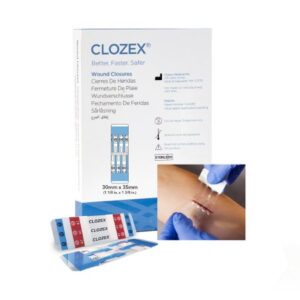Skin Closure Device Clozex 1-1/8 X  1-3/8 Inch Polyurethane, Polyester, Medical Grade Acrylic Interlaced Closure Strip Clear