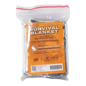 Emergency Blanket North American Rescue 56 X 84 Inch Mylar / Polyethylene 1.84 oz.