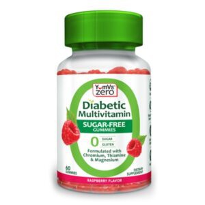 Diabetic Multivitamin Supplement YumV’s Zero Chromium / Thiamine / Magnesium Gummy 60 per Bottle Raspberry Flavor