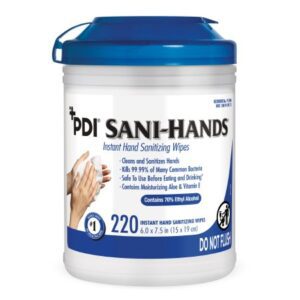 Hand Sanitizing Wipe Sani-Hands 220 Count Ethyl Alcohol Wipe Canister