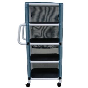Linen Cart with Cover 4 Shelves 75 lbs. per Shelf Weight Capacity PVC 3 Inch Twin Casters