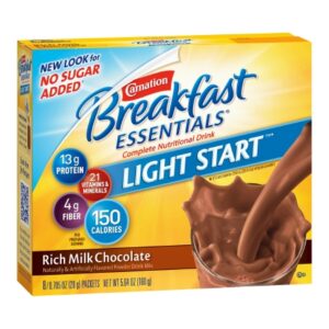 Oral Supplement Carnation Breakfast Essentials Light Start Rich Milk Chocolate Flavor Powder 0.705 oz. Individual Packet