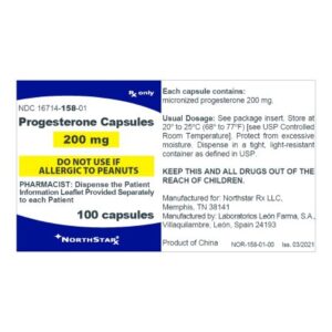 Progesterone, Micronized 200 mg Capsule 100 Capsules