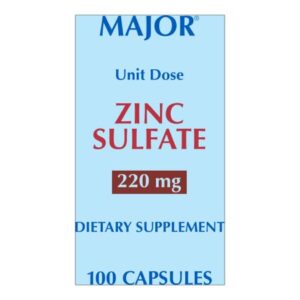 Mineral Supplement Zinc Sulfate 220 mg Strength Capsule 100 per Box