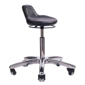 Lab Stool Contoured Back Pneumatic Casters Black