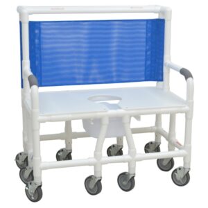 Commode Chair MJM International Fixed Arms PVC Frame Mesh Backrest 36 Inch Seat Width 900 lbs. Weight Capacity