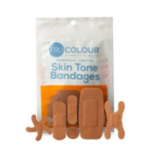 Waterproof Adhesive Strip Tru-Colour Assorted Sizes Fabric Rectangle / Spot / Patch / Fingertip / Knuckle Brown Sterile