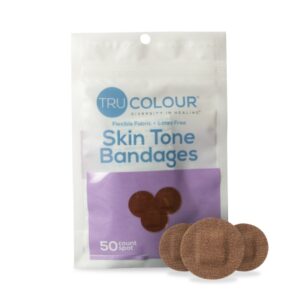 Waterproof Adhesive Strip Tru-Colour Fabric Spot s/b Round Dark Brown Sterile