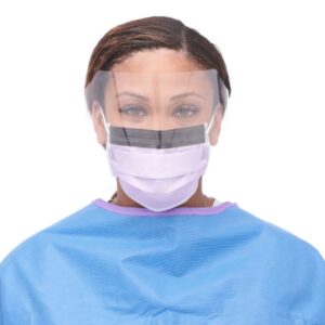 Procedure Mask with Eye Shield Medline Anti-fog Foam ASTM Level 3 Earloops One Size Fits Most