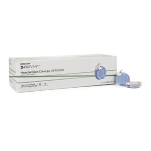 Pediatric Lancet McKesson Prevent 2.5 mm Blade Retractable Push Button Activation Heel