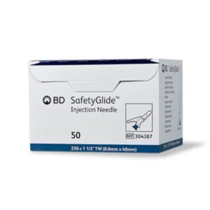 Safety Hypodermic Needle SafetyGlide 1-1/2 Inch Length 23 Gauge Thin Wall Sliding Safety Needle