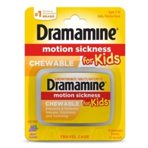 Nausea Relief Dramamine Motion Sickness Relief 25 mg Strength Chewable Tablet 8 per Box