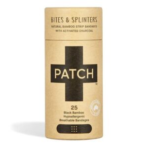 Adhesive Strip Patch 3/4 X 3 Inch Bamboo / Activated Charcoal Rectangle Black Sterile