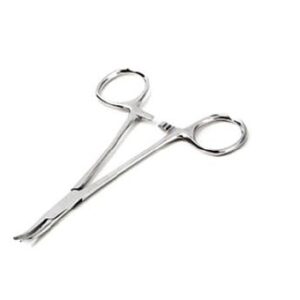 Mosquito Forceps ADC Halsted 5 Inch Length Floor / Office Grade Pakistani Stainless Steel NonSterile Locking Finger Ring Handle Curved Serrated Tips