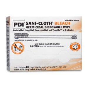 Surface Disinfectant Cleaner Sani-Cloth Bleach Premoistened Germicidal Manual Pull Wipe 40 Count Individual Packet Chlorine Scent NonSterile